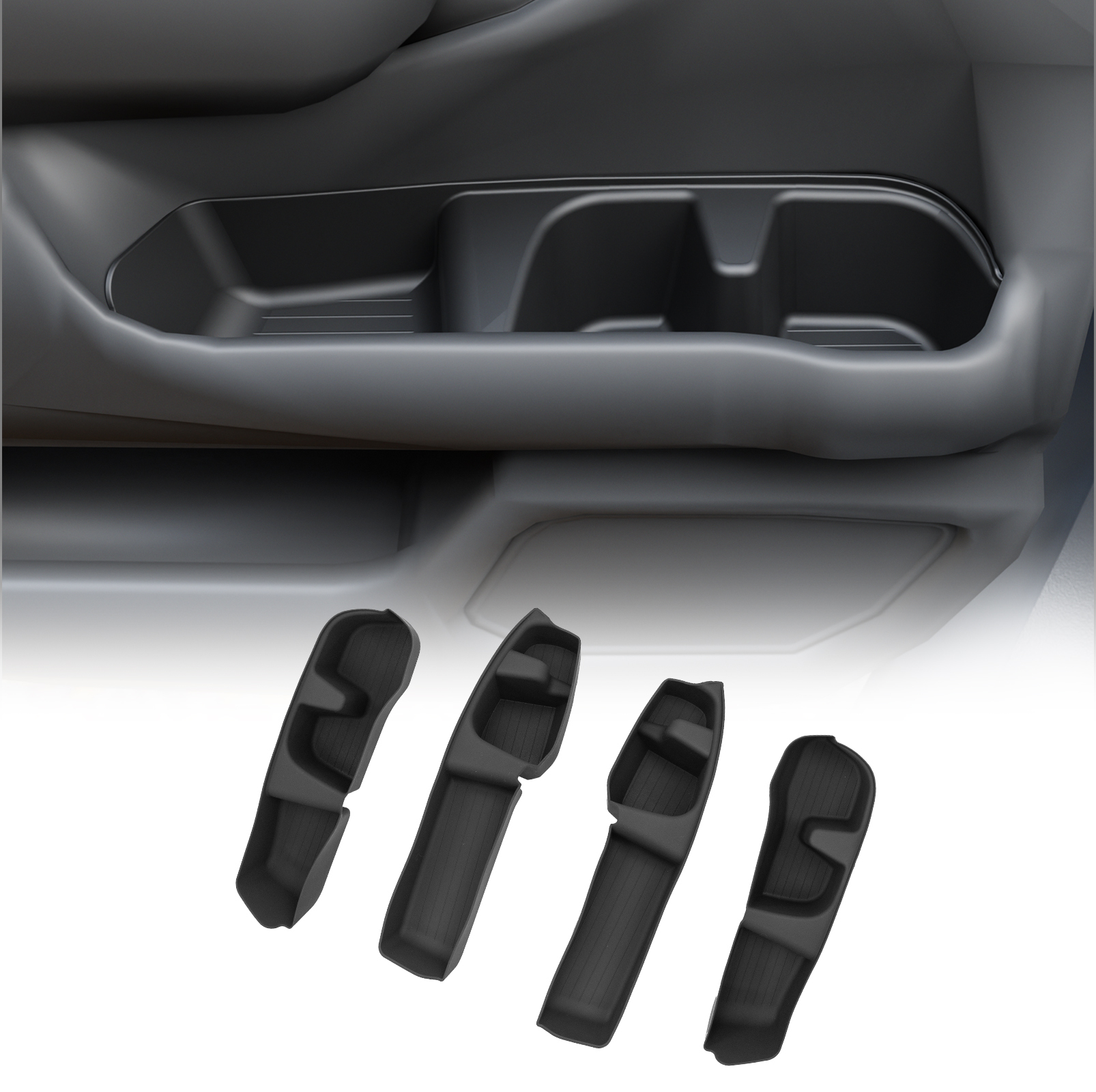 Maxzina Door Side Storage Tray Compatible with 2023-2025 Honda Pilot 4PCS Side Door Storage Box Organizer Front & Rear Car Side Phone Pocket Silicone for 2024 Pilot Accessories