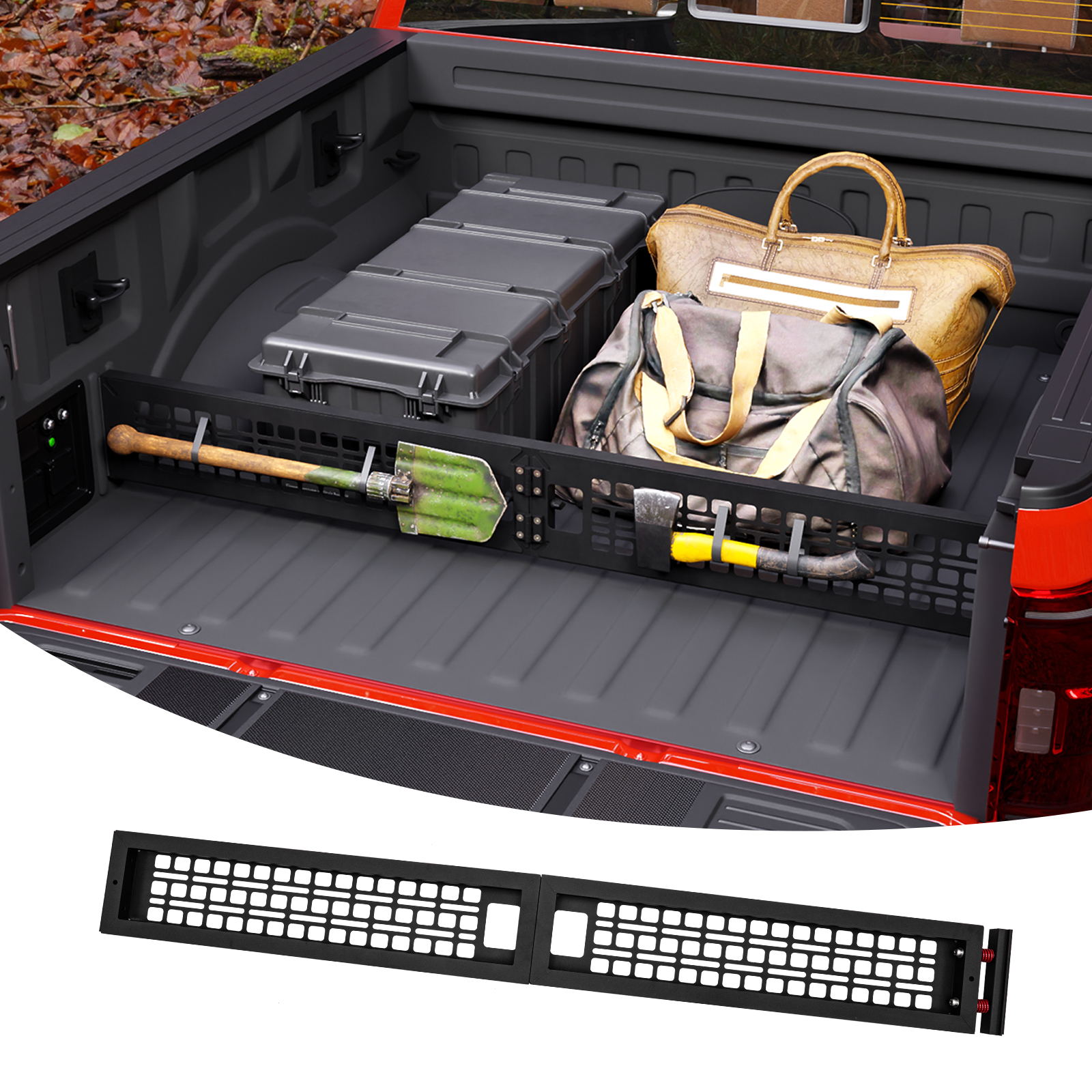 Maxzina Truck Bed Divider Compatible with 2015-2026 Ford F150 2024-2025 F150 Lightning Cargo Divider Trunk Organizer Aluminum Alloy Luggage Divider Replacement for 2025 F-150 Accessories
