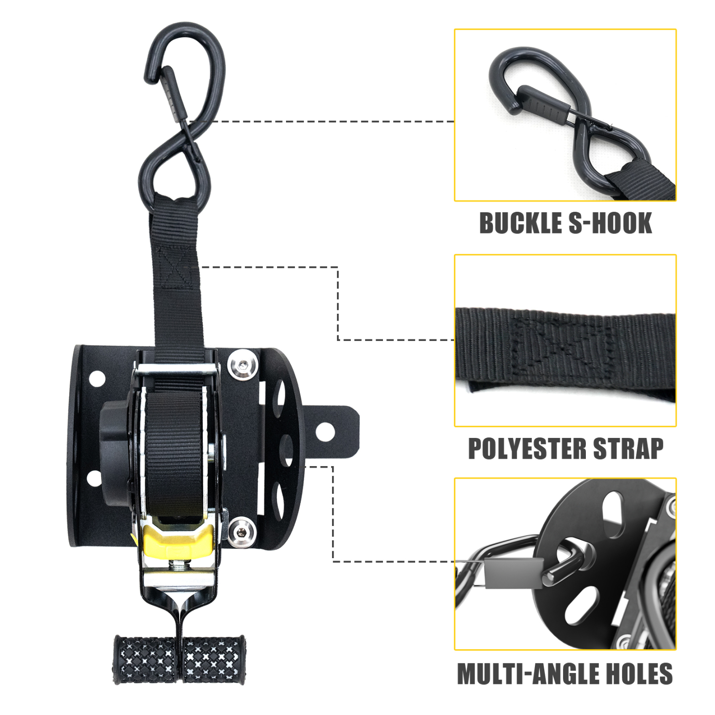 Maxzina Retractable Ratchet Straps Compatible with 2022-2024 2025 2026 Ford Maverick Retracting Straps Auto Retract Securing Strap Tie Down System 2PCS for 2025 Maverick Accessories