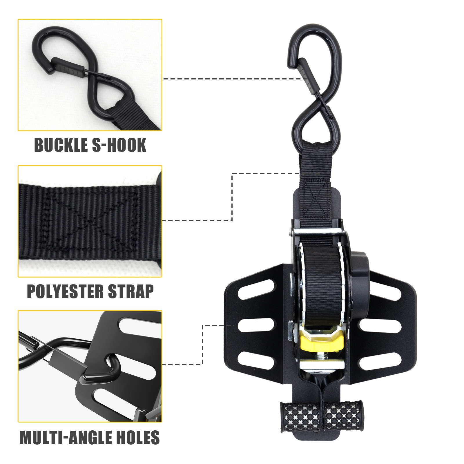 Maxzina Retractable Ratchet Straps Compatible with 2009-2014 Ford F150 Retracting Straps 2PCS Auto Retract Securing Strap Tie Down System for 2013 F-150 Accessories