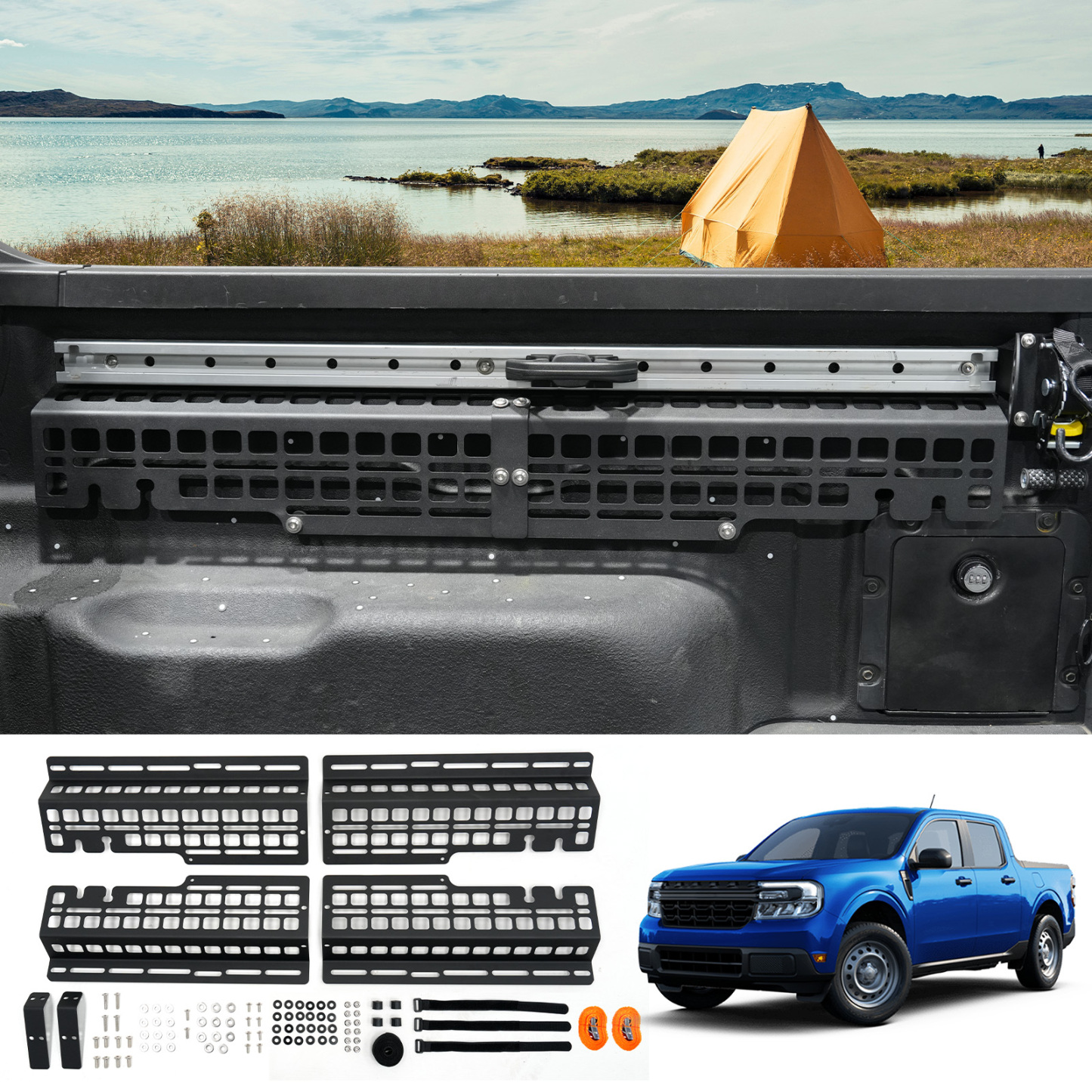 Maxzina 2022 2023 2024 2025 Ford Maverick Side Molle Panel Rear Storage Organizer Cargo Shelf Rack