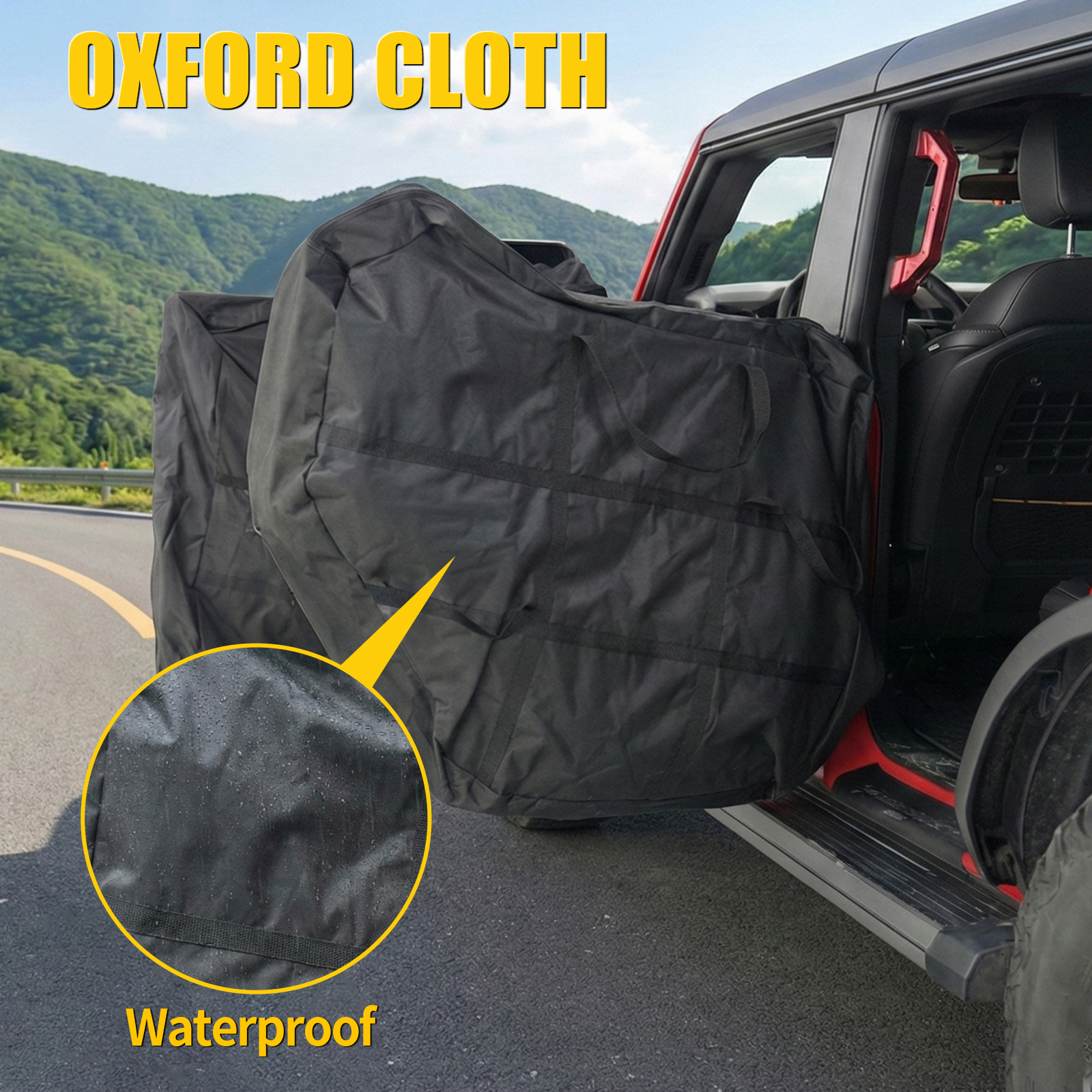 Maxzina Door Bags Compatible with 2021-2025 2026 Ford Bronco Front and Rear Door Bags Hard Door Portable Storage with Carry Handle for Ford Bronco Accessories 4 Door (Front and Rear 4pcs)