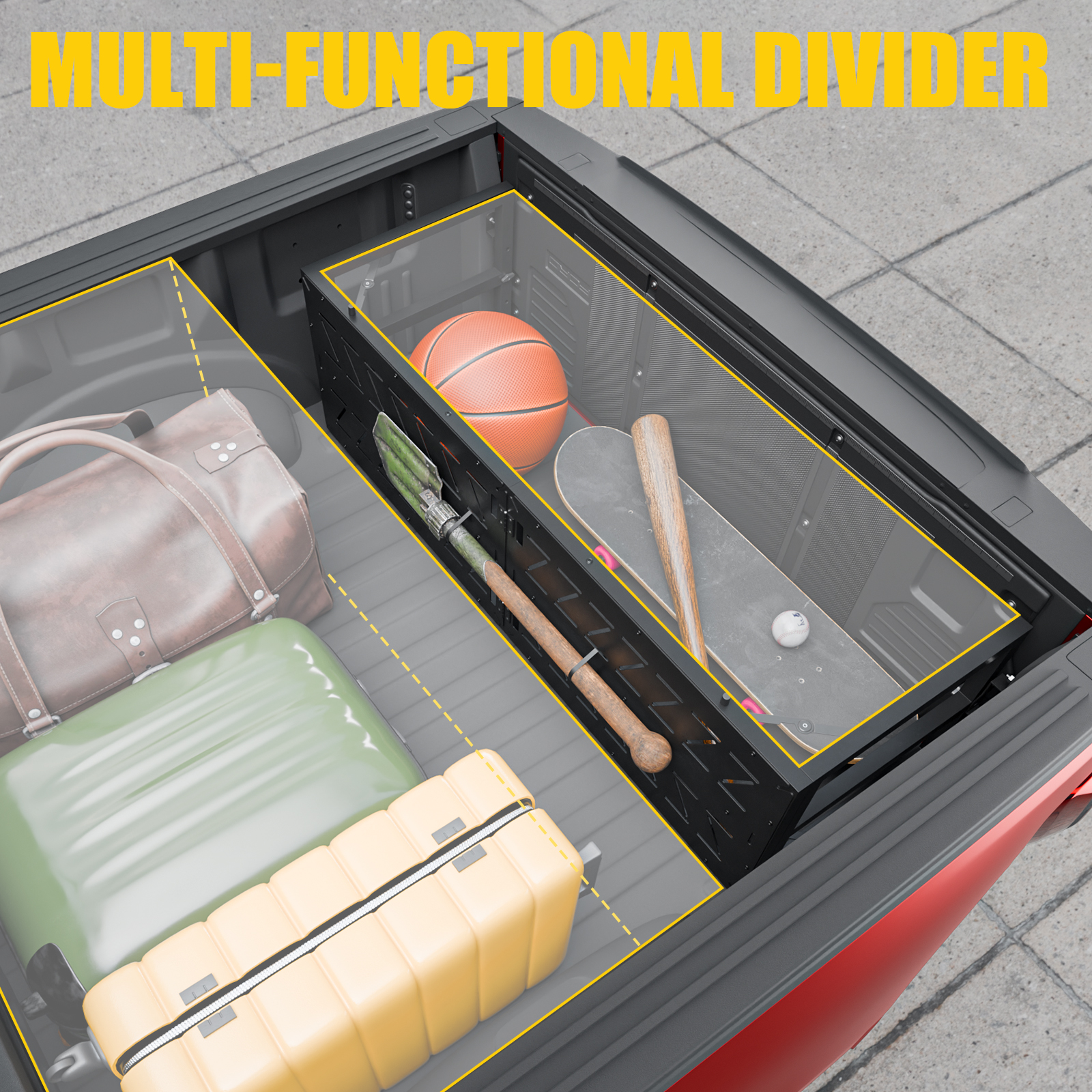 Tailgate Extender Compatible with 2015-2025 Ford F150 Flip-Over Pickup Truck Bed Divider Carbon Steel Rotatable Truck Bed Extension for 2024 F-150 Accessories