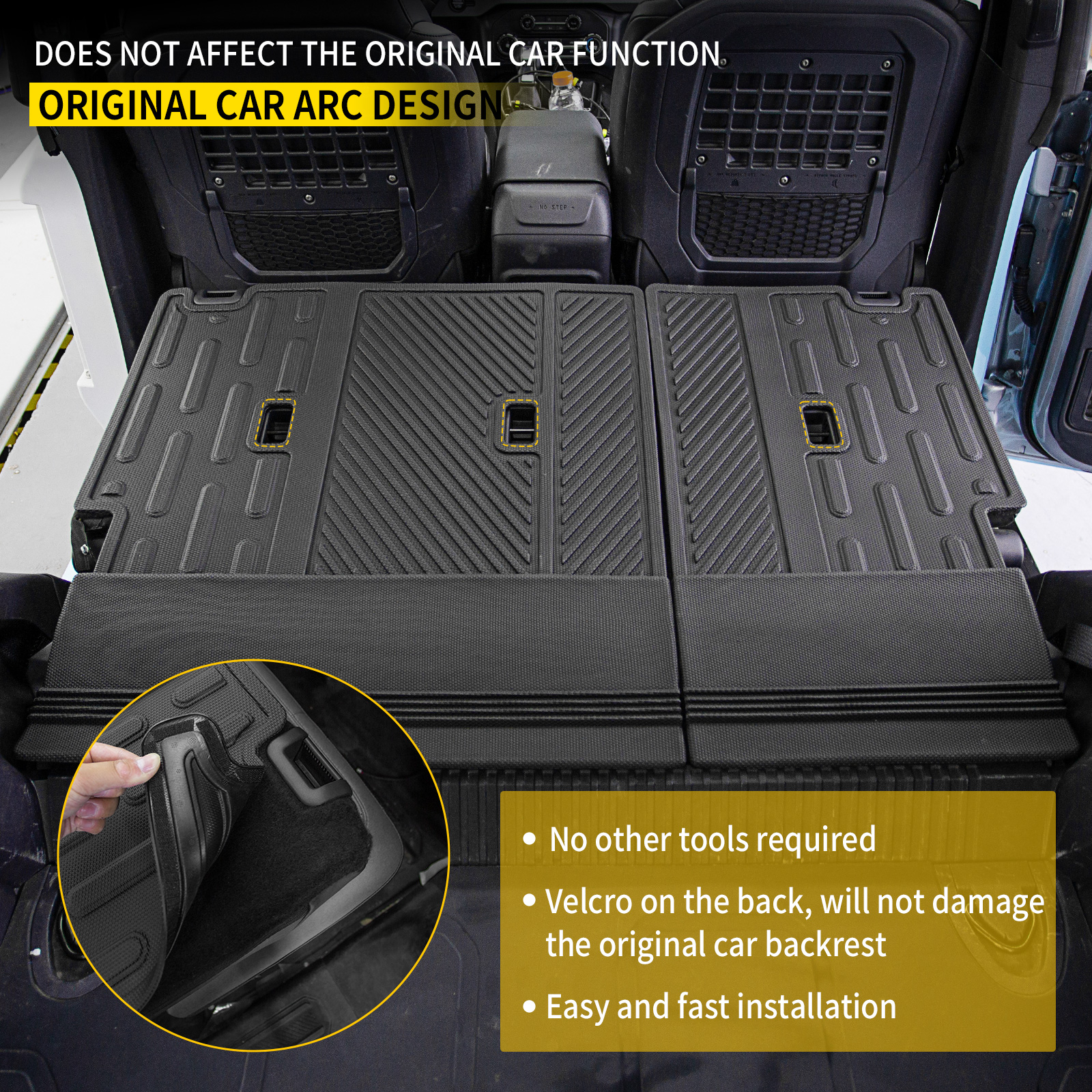 Maxzina Floor Mats Backrest Mats Compatible with 2021 2022 2023 2024 2025 Ford Bronco Trunk Mat Cargo Liner Kick Mat for Ford Bronco Accessories 4 Door