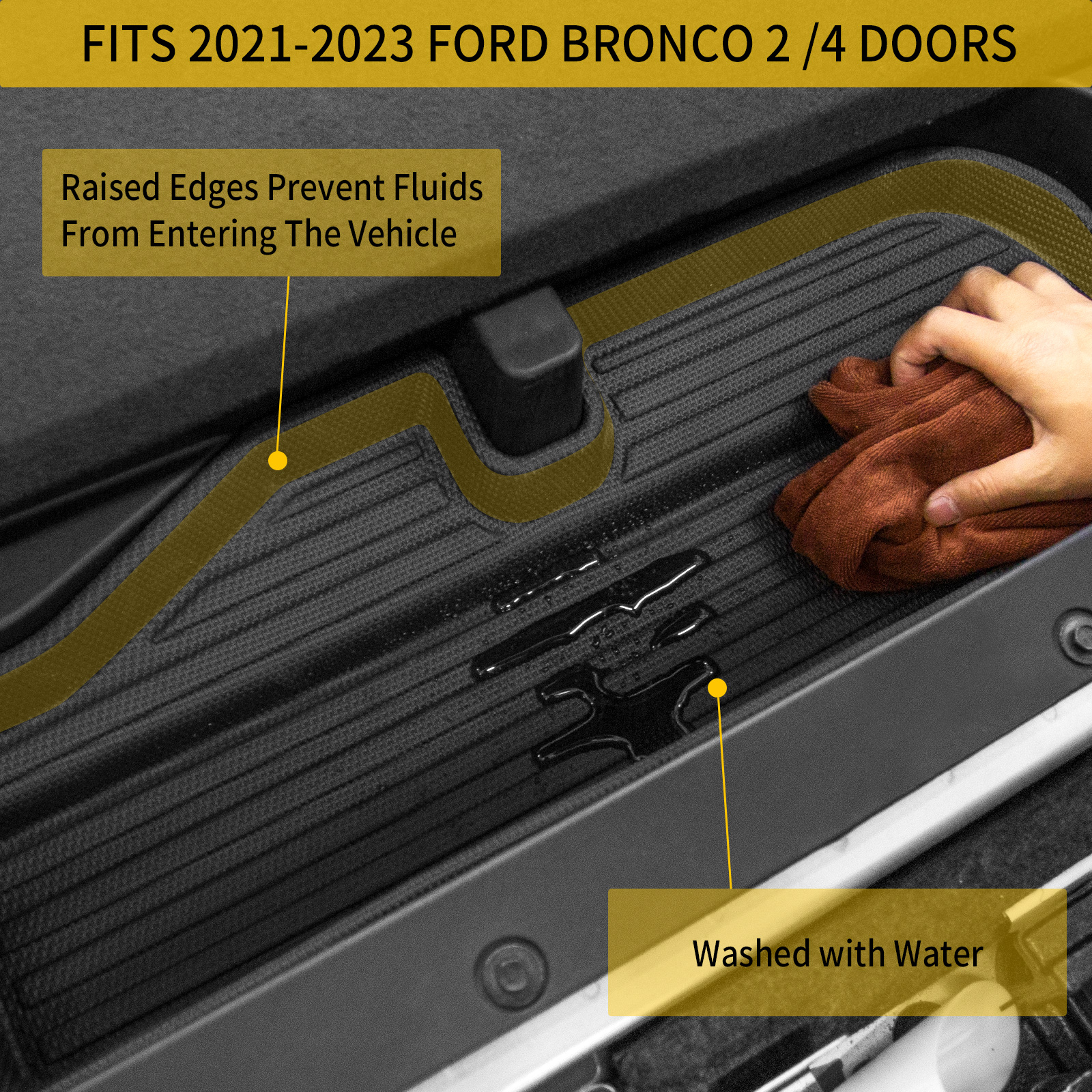 Maxzina Floor Mats Backrest Mats Compatible with 2021 2022 2023 2024 2025 Ford Bronco Trunk Mat Cargo Liner Kick Mat for Ford Bronco Accessories 4 Door