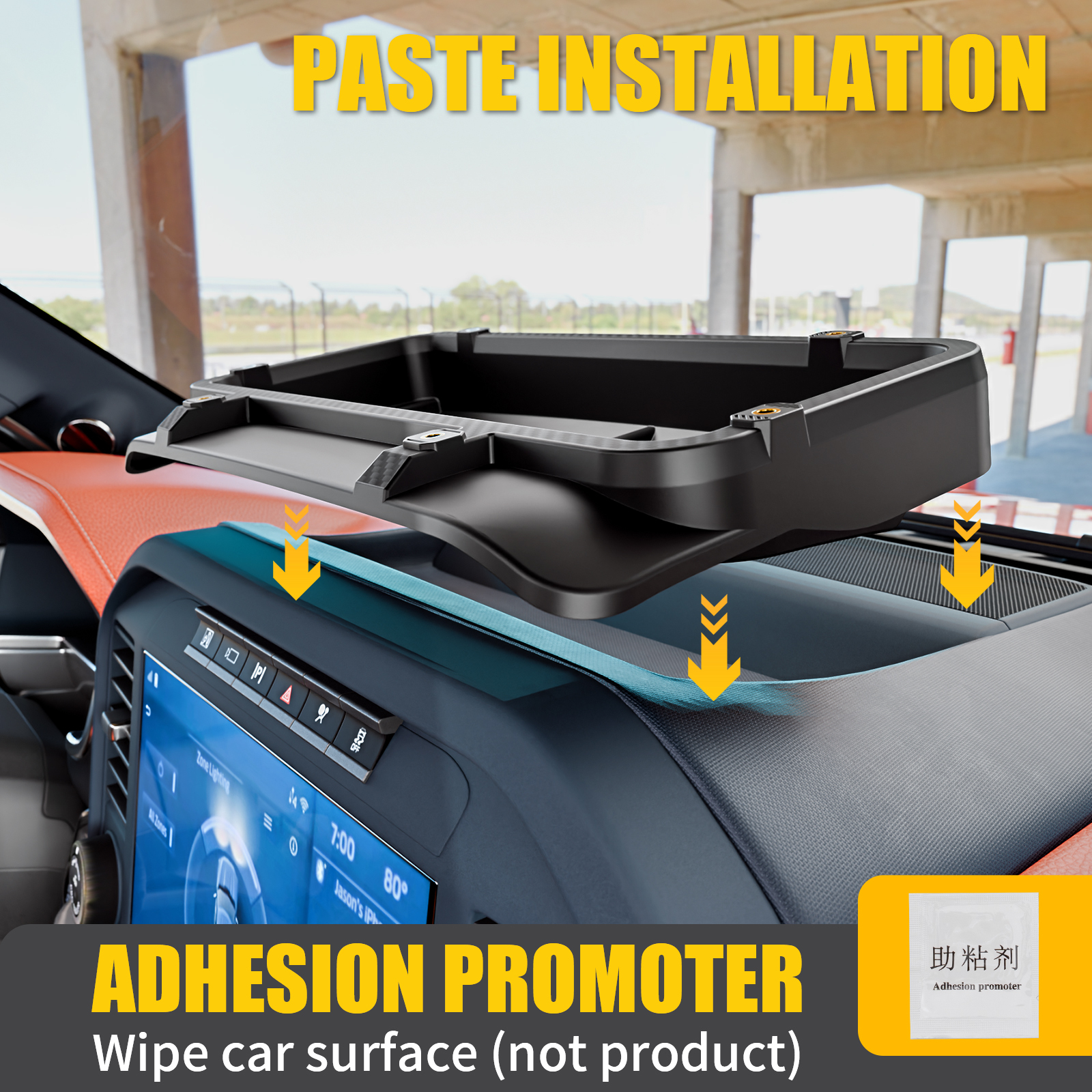 Maxzina Dashboard Storage Tray Compatible with 2021-2025 2026 Ford F150 Dash Insert Storage Organizer Compartment ABS Plastic Behind Screen Dashboard Storage Box for 2024 F-150 Accessories