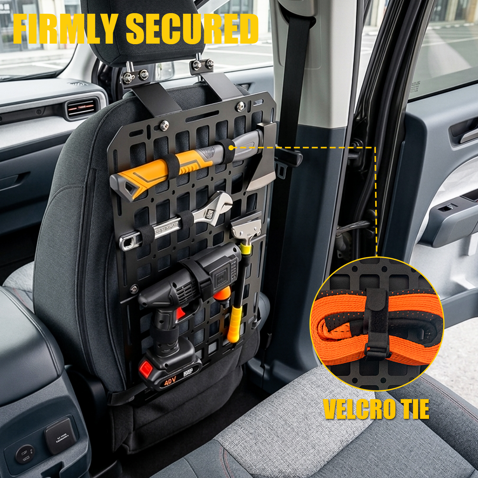 Maxzina Tactical Seat Back Molle Panel Compatible with 2022-2026 Ford Maverick Seat Back Organizer Rigid Molle Panels Tactical Gear Holder Storage Shelf 2025 Ford Maverick Accessories