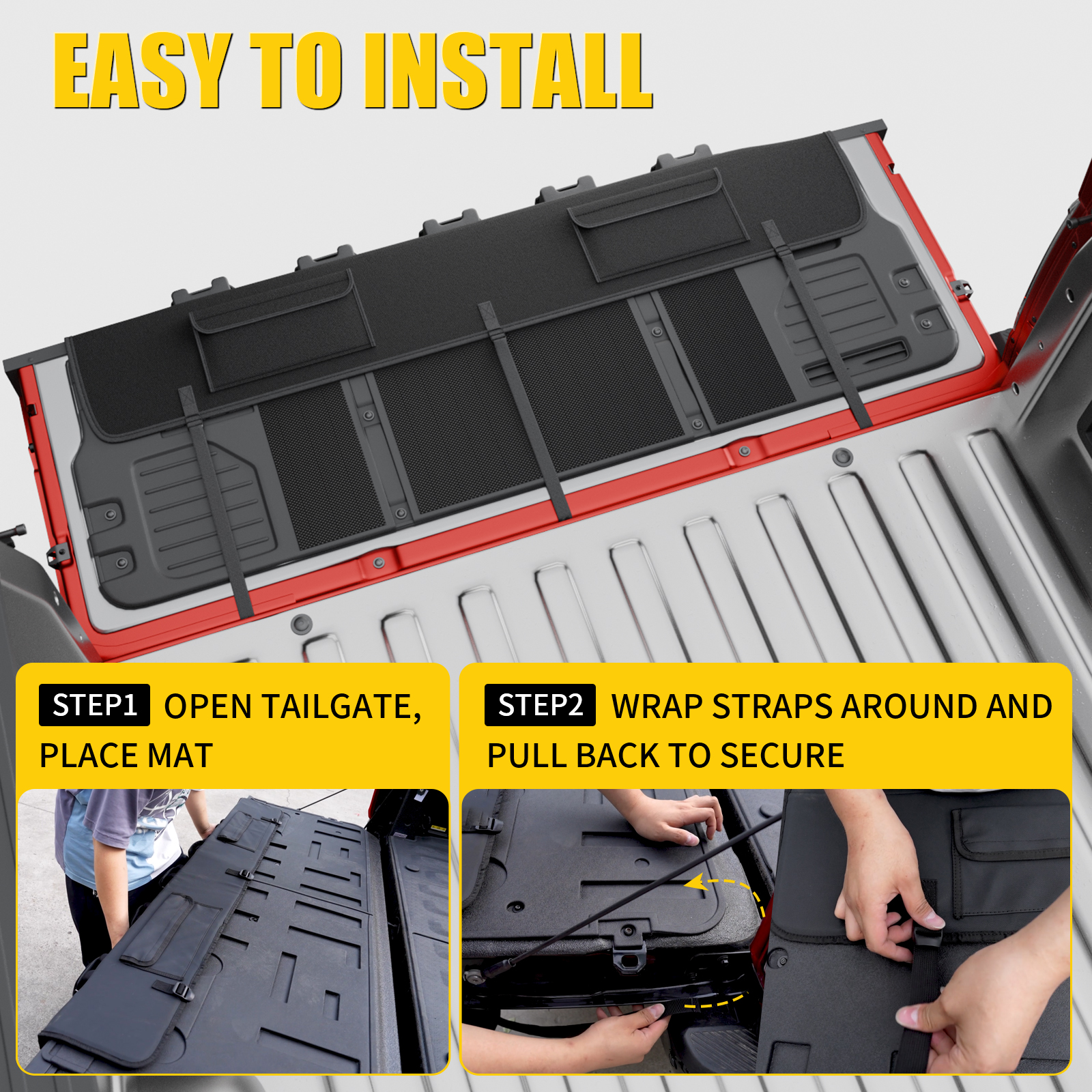 Maxzina 55'' Tailgate Pad for Mountain Bike Truck Tailgate Cover Widen Hold Up to Five Bicycles with 2 Tool Pockets Non-Slip Waterproof Protection Transport Pad Truck Pickup Accessories