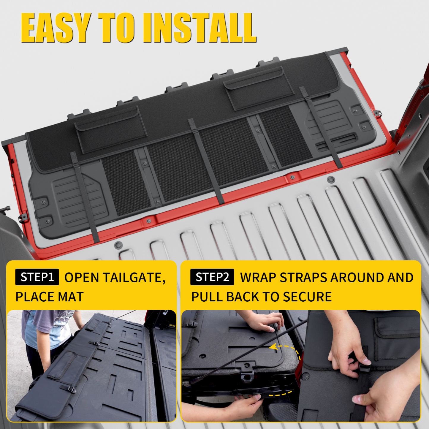 Maxzina 55'' Tailgate Pad for Mountain Bike Truck Tailgate Cover Widen Hold Up to Five Bicycles with 2 Tool Pockets Non-Slip Waterproof Protection Transport Pad Truck Pickup Accessories