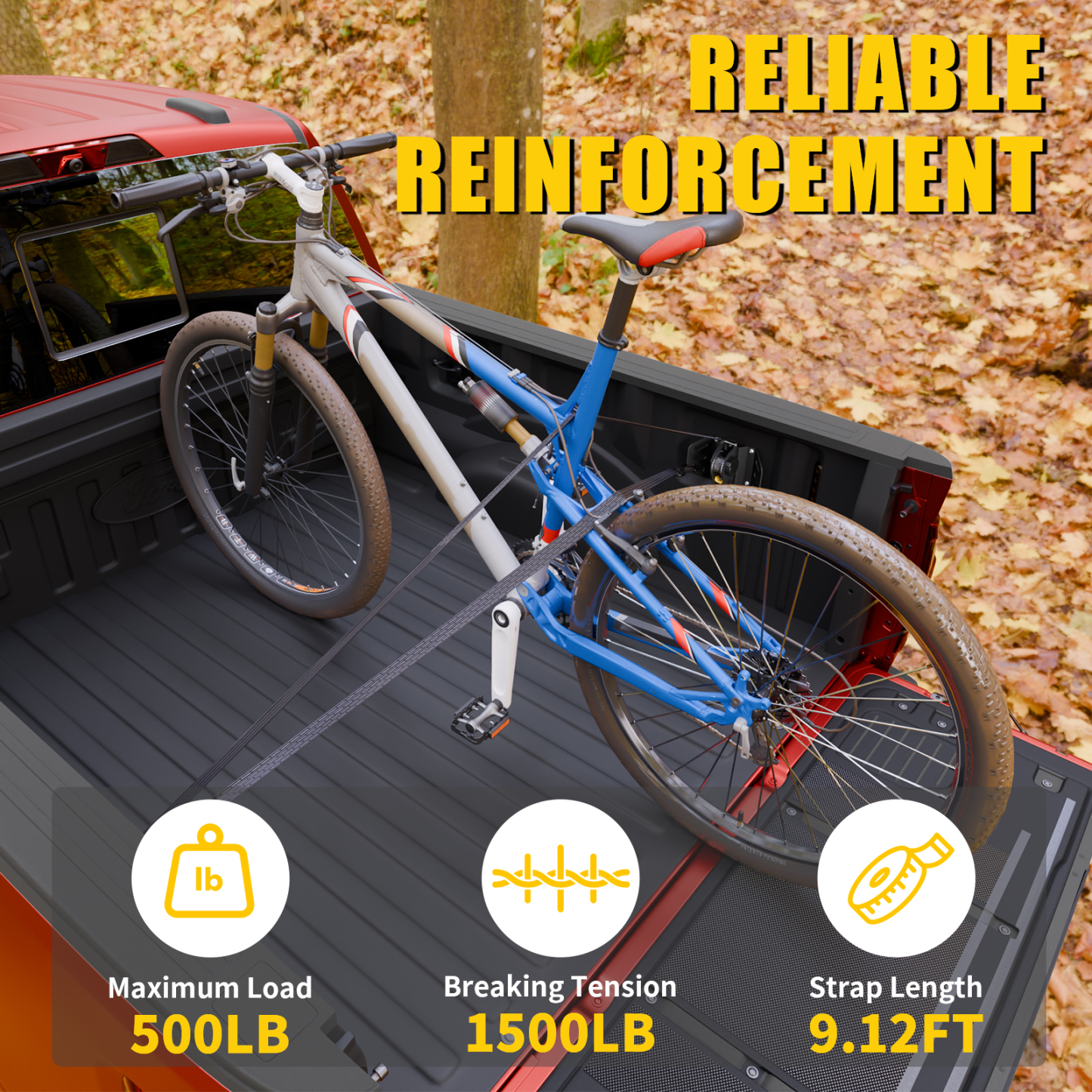 Maxzina Retractable Ratchet Straps for 2015-2025 2026 Ford F150 Retracting Straps 2PCS Auto Retract Securing Strap Tie Down System