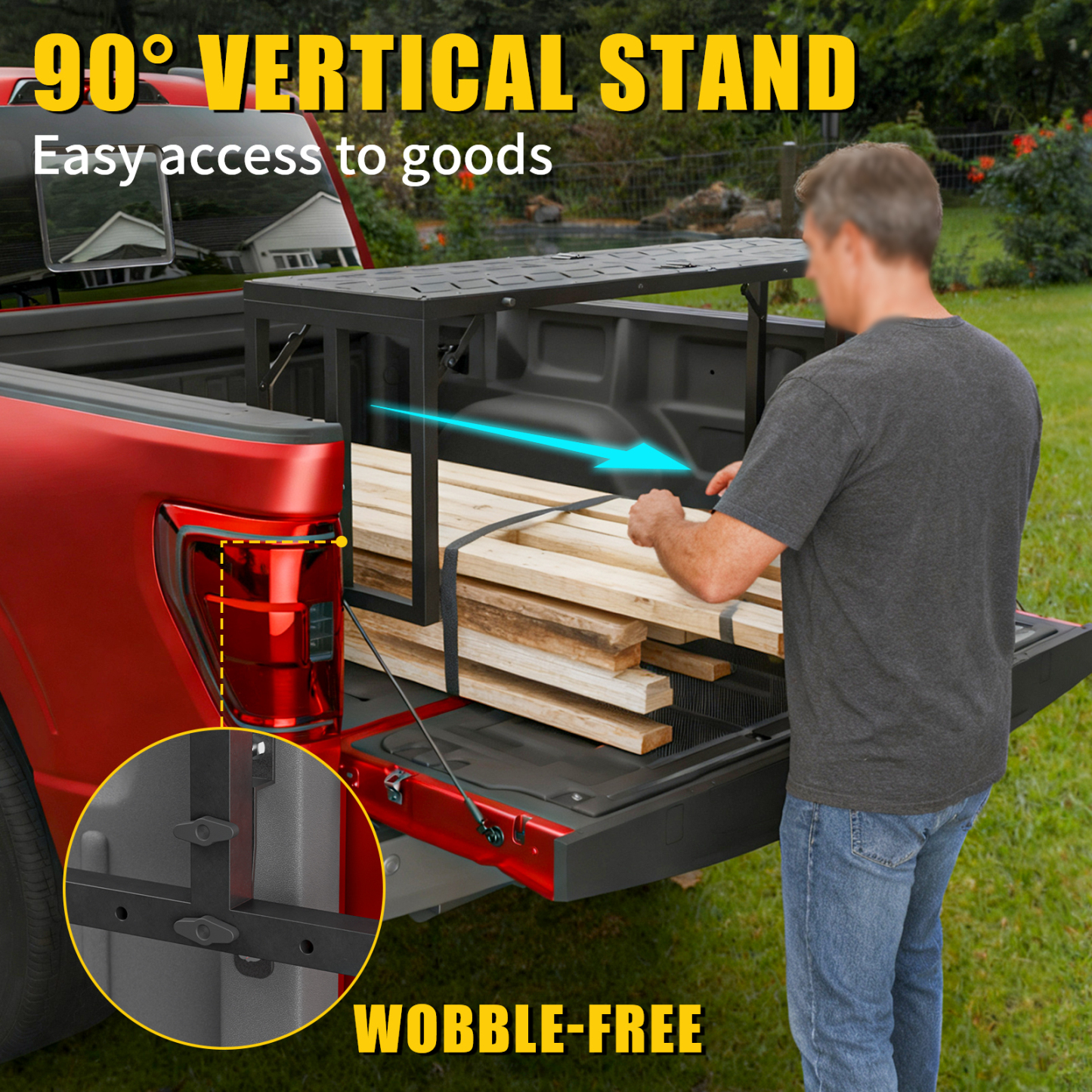 Tailgate Extender Compatible with 2015-2025 Ford F150 Flip-Over Pickup Truck Bed Divider Carbon Steel Rotatable Truck Bed Extension for 2024 F-150 Accessories