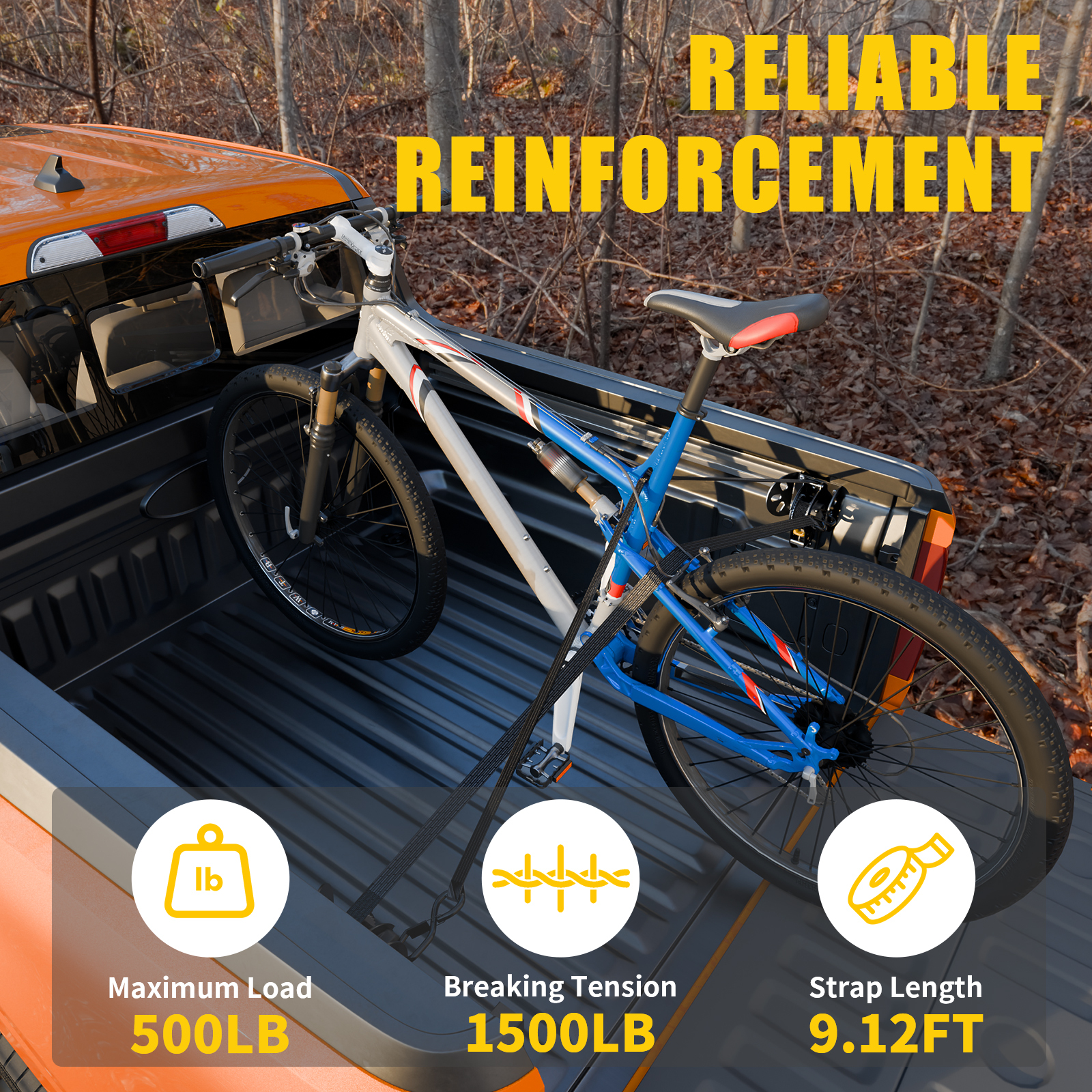 Maxzina Retractable Ratchet Straps Compatible with 2022-2024 2025 2026 Ford Maverick Retracting Straps Auto Retract Securing Strap Tie Down System 2PCS for 2025 Maverick Accessories