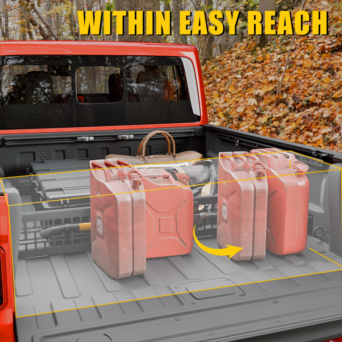 Maxzina Truck Bed Divider Compatible with 2020-2025 2026 Jeep Gladiator Cargo Divider Trunk Organizer Aluminum Alloy Luggage Divider Replacement with Molle Panel for 2024 Gladiator Accessories