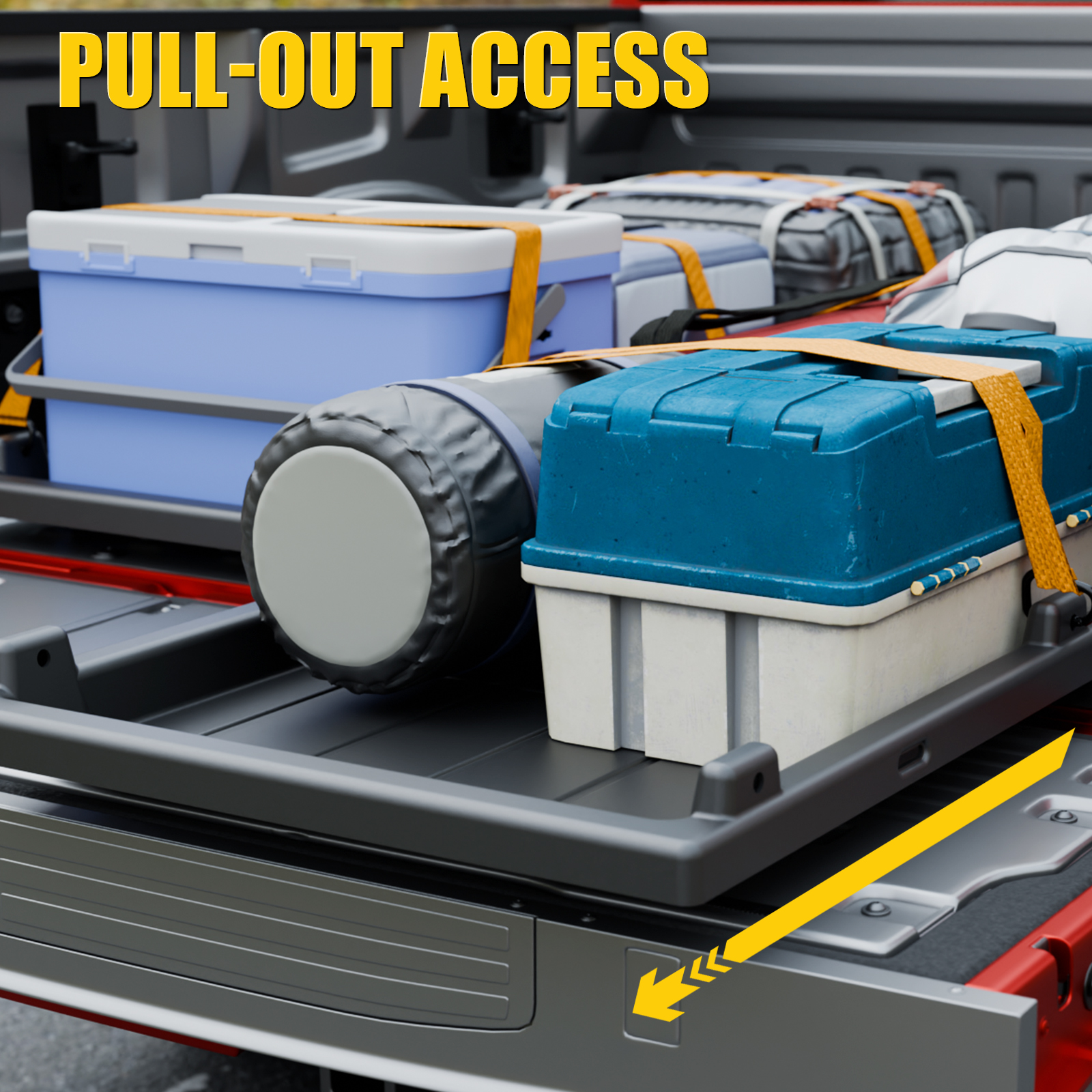 Maxzina Slide-Out Truck Bed Cargo Tray Compatible with Ford F150 Chevy Silverado GMC Sierra Dodge Ram Toyota Tundra HDPE Lightweight Sliding Organizer Trolley System Accessories (5.2FT+ Bed ONLY)