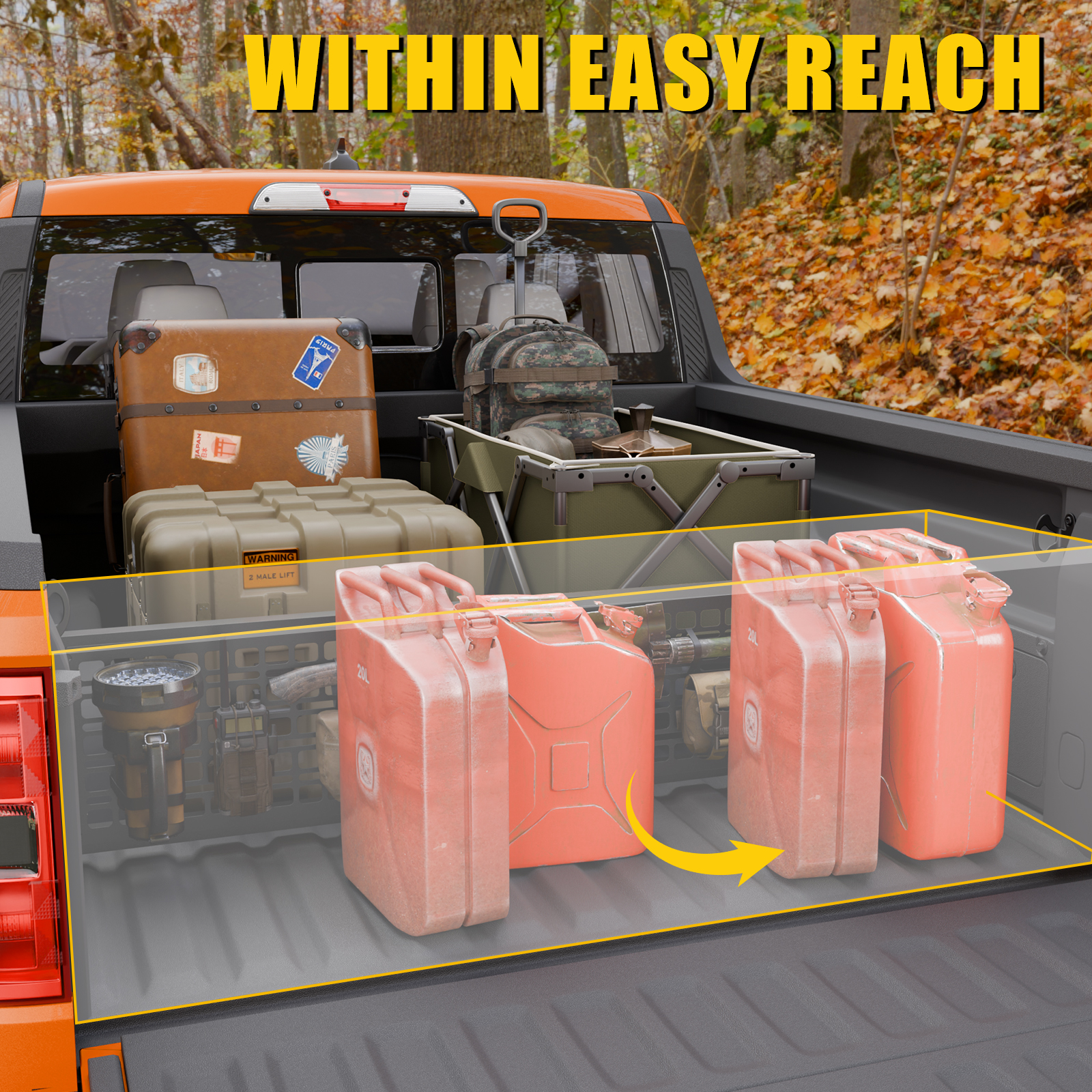 Maxzina Truck Bed Divider Compatible with 2022-2026 Ford Maverick Cargo Divider Trunk Organizer Aluminum Alloy Luggage Divider Replacement with Molle Panel 2025 Maverick Accessories (Higher Version)