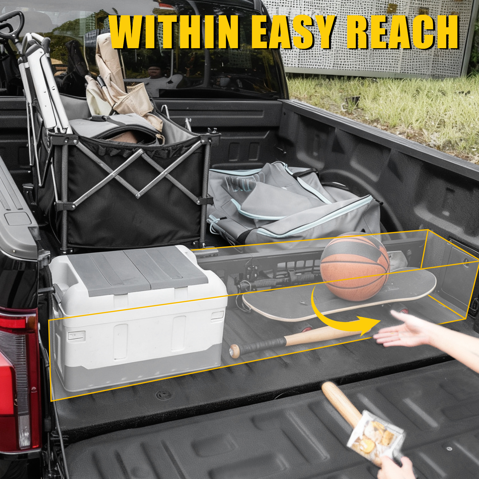 Maxzina Truck Bed Divider Compatible with 2024 2025 Ford F150 Cargo Divider Trunk Organizer Aluminum Alloy Luggage Divider Replacement