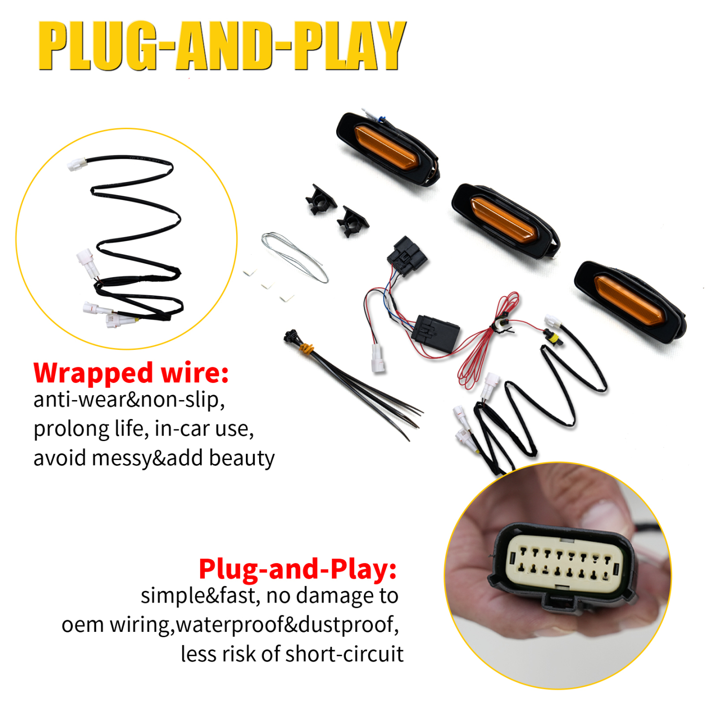 Maxzina Front Bumper Lights Compatible with 2022-2024 Ford Maverick XLT Only (Not for 2025 XLT) Grille Lamps Grille Lights Kit Amber LED 3PCS
