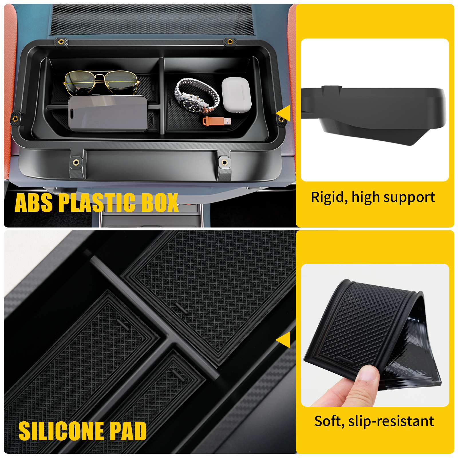 Maxzina Dashboard Storage Tray Compatible with 2021-2025 2026 Ford F150 Dash Insert Storage Organizer Compartment ABS Plastic Behind Screen Dashboard Storage Box for 2024 F-150 Accessories