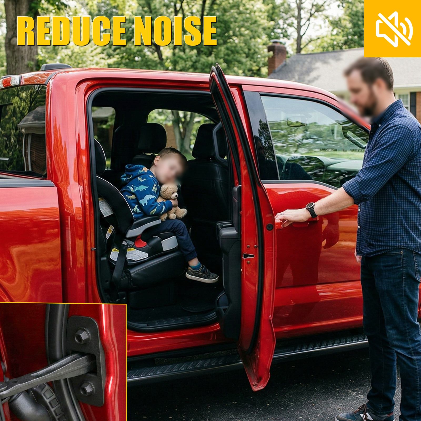 Maxzina Car Door Stopper Cover Compatible with 2021-2025 2026 Ford F150 Side Door Hinge Waterproof Protective Cap TPE Rustproof Latch Screw Protection Shield Front & Rear 2024 F-150 Accessories (4PCS)