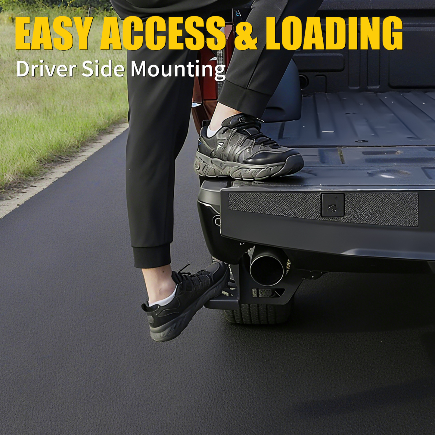 Maxzina Rear Bed Step Compatible with 2024 2025 Ford F150 Tailgate Bedstep Left Driver Side Rear Bumper Side Step Carbon Steel Tailgate Truck Bed Pedal for 2024 F-150 Accessories