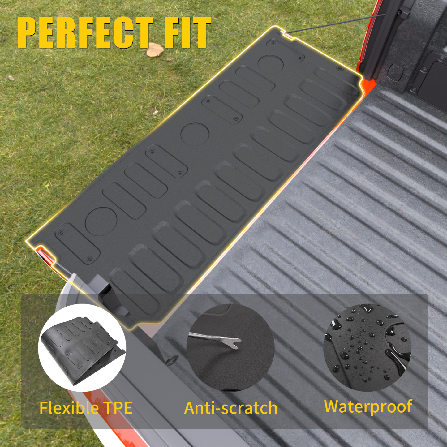 Maxzina Tailgate Mat Compatible with 2022 2023 2024 2025 2026 Ford Maverick Tailgate Liner Protector Cargo Mat TPE Cargo Liner for Ford Maverick Accessories