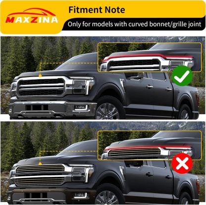 Maxzina Hood Protector Compatible with 2021-2025 Ford F150 XL/STX/XLT/Lariat Hood Shield TPE Bug Deflector Bug Guard for 2024 Ford F-150 Accessories