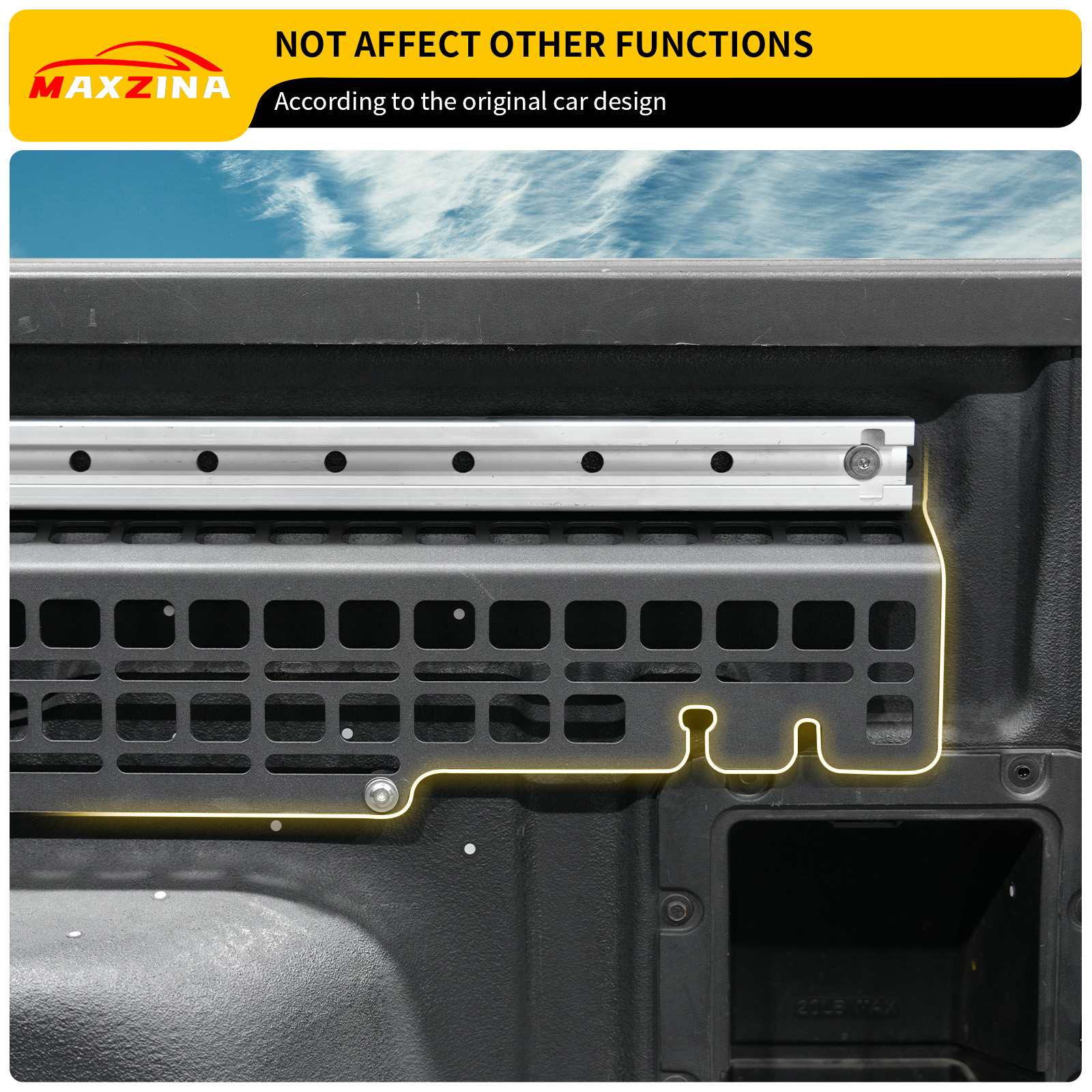 Maxzina 2022 2023 2024 2025 Ford Maverick Side Molle Panel Rear Storage Organizer Cargo Shelf Rack