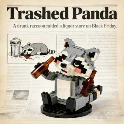 “Trashed Panda” Drunk Raccoon Brick Set🦝