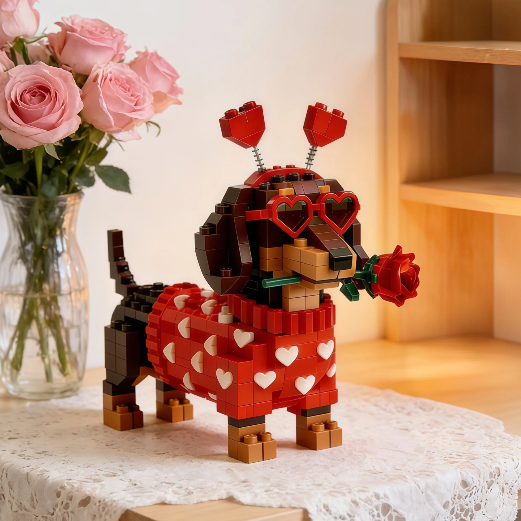 💖 Love Edition Dachshund Brick Set 🐕