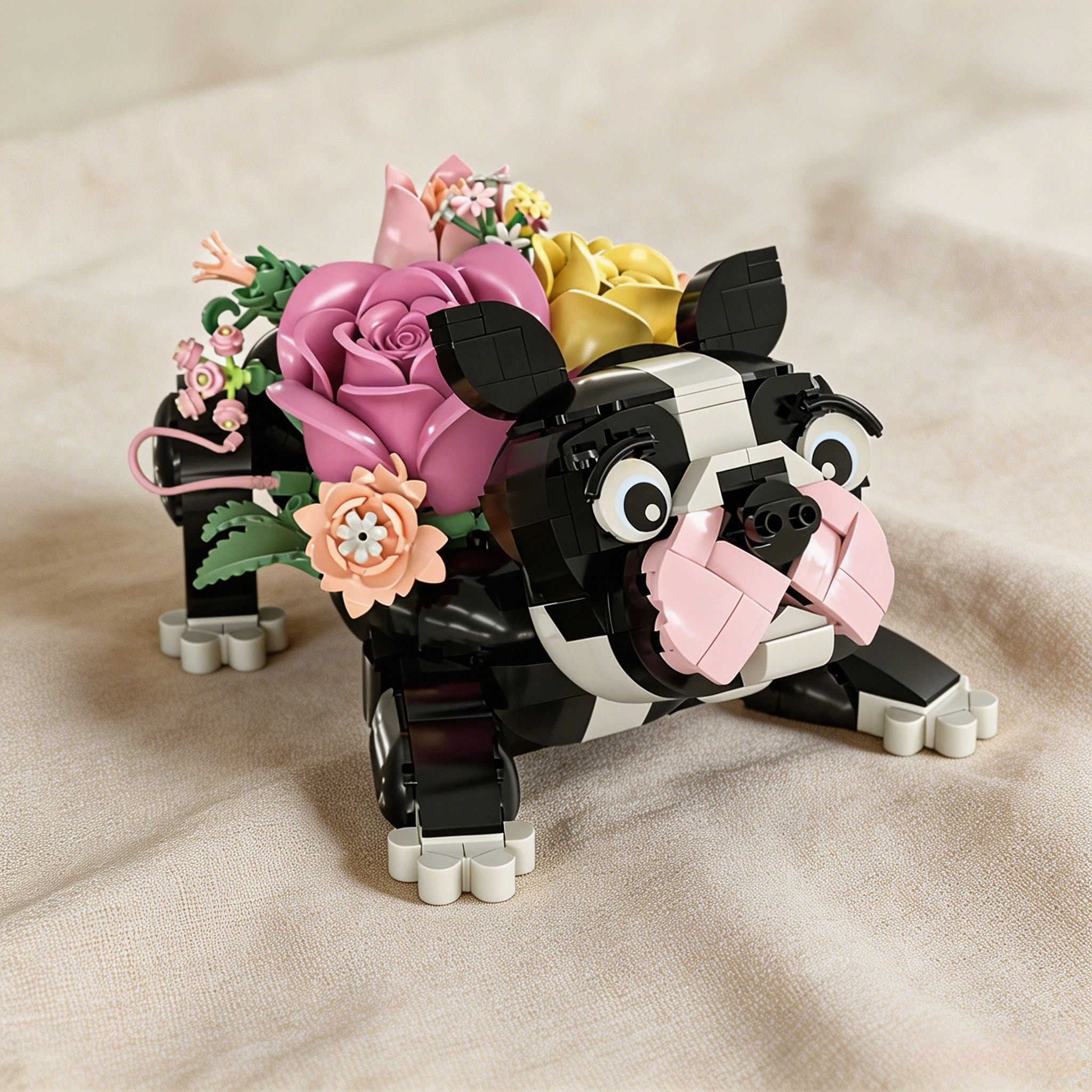 Adorable French Bulldog & Bouquet Building Set