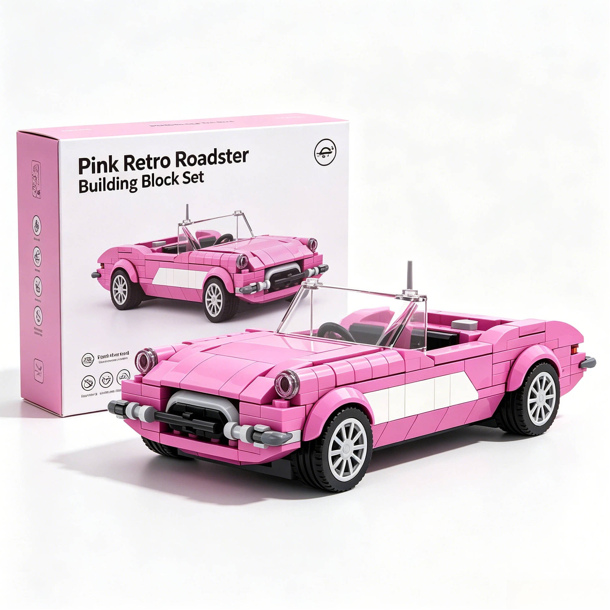 Pink Retro Roadster Building Block Set🩷