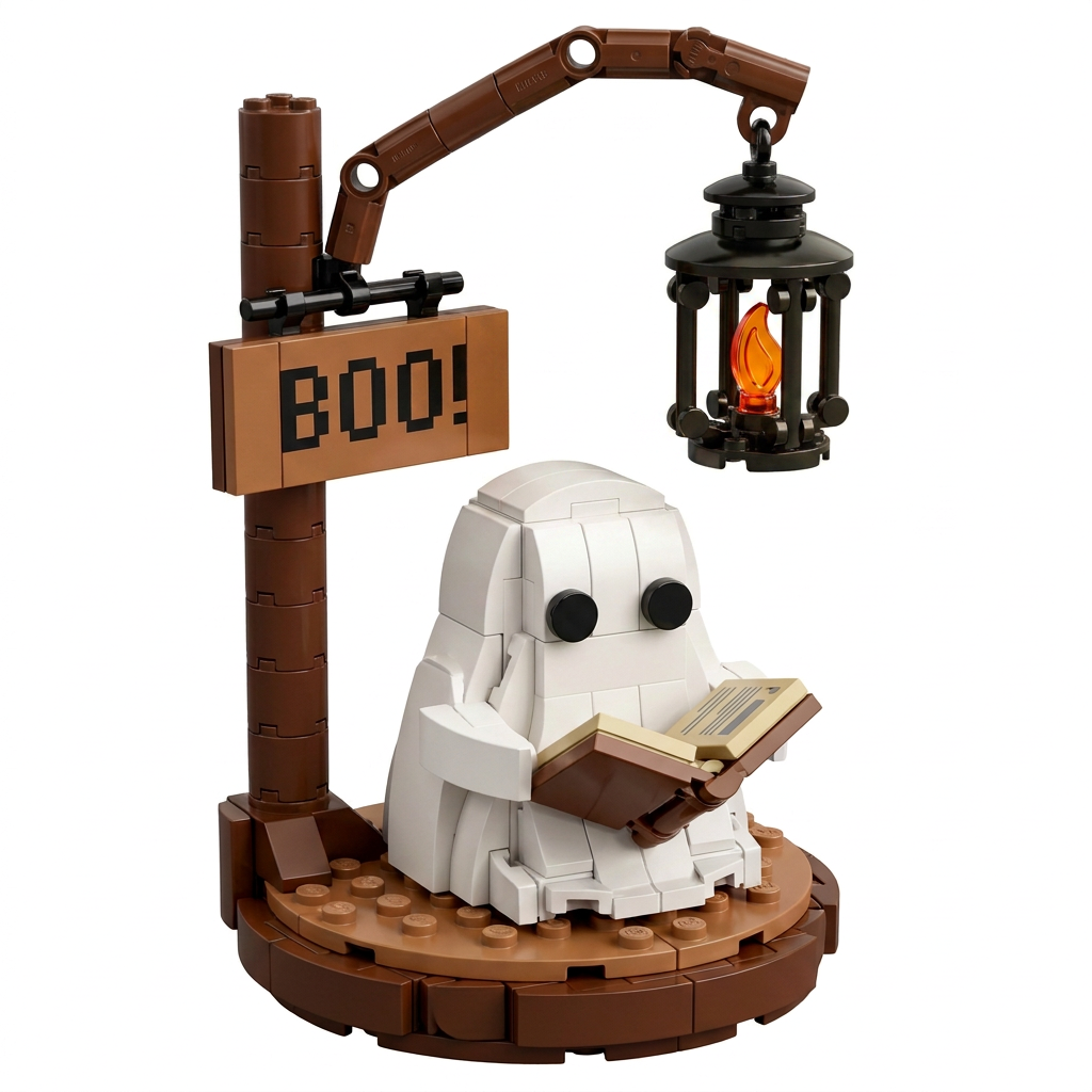 Spooky Ghost Reading Corner Building Block Set 👻