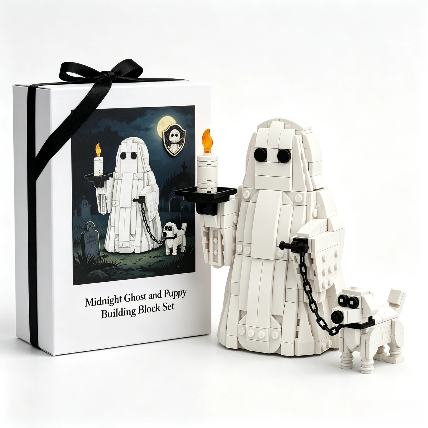 Midnight Ghost and Puppy Building Block Set 🕯️👻