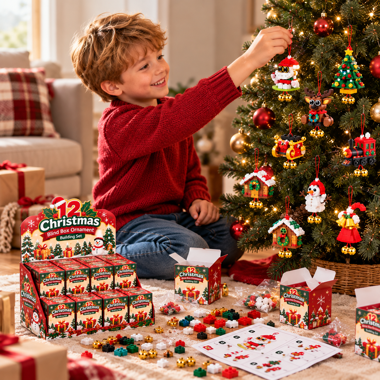 12 Christmas Blind Box Ornament Building Set