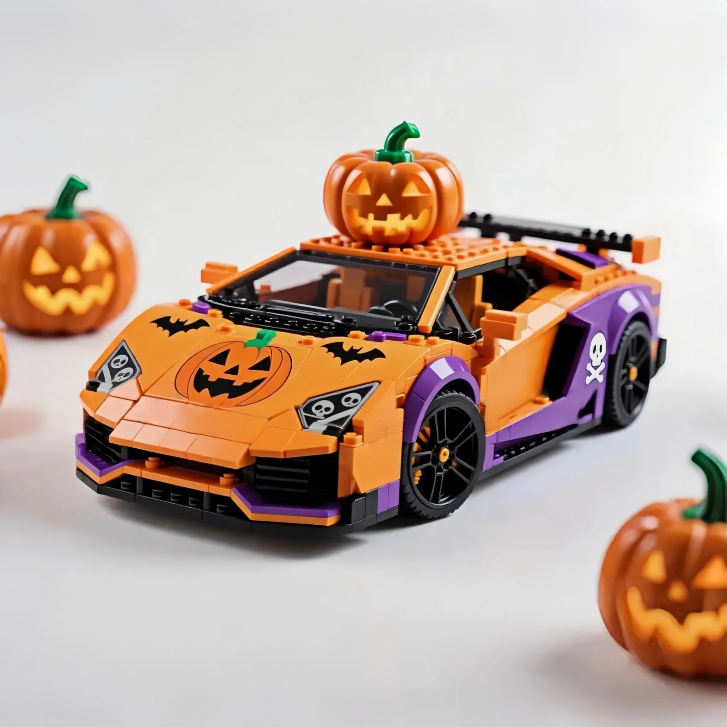 Halloween Pumpkin Supercar Brick Set