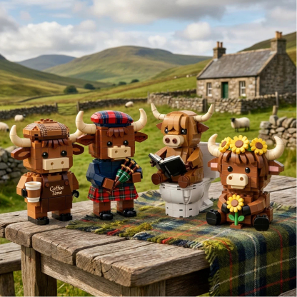 Scottish Highland Cow Brick Figure Collection