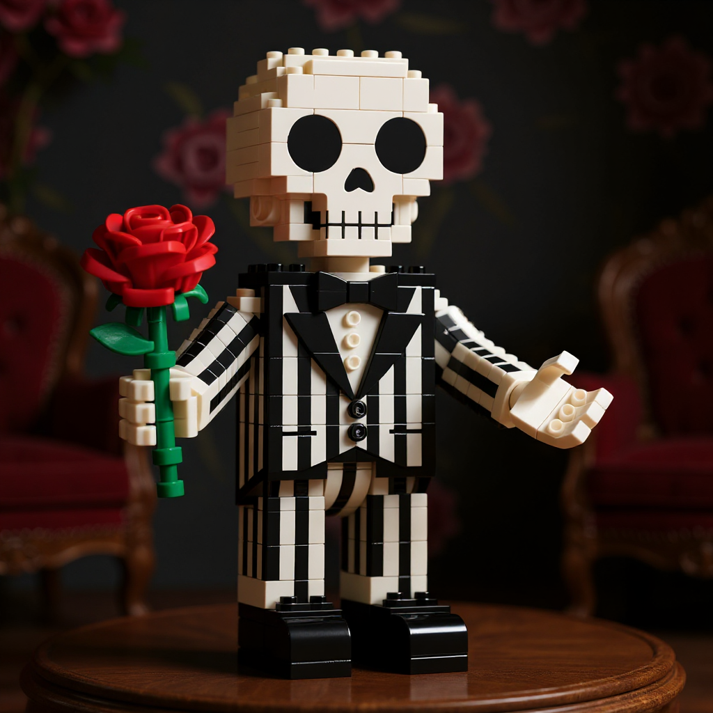 Gothic Skeleton & Rose Brick Set💀🌹