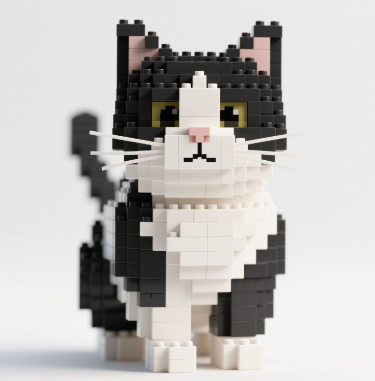 Brick Cats –Black & White Cow Cat Building Kit