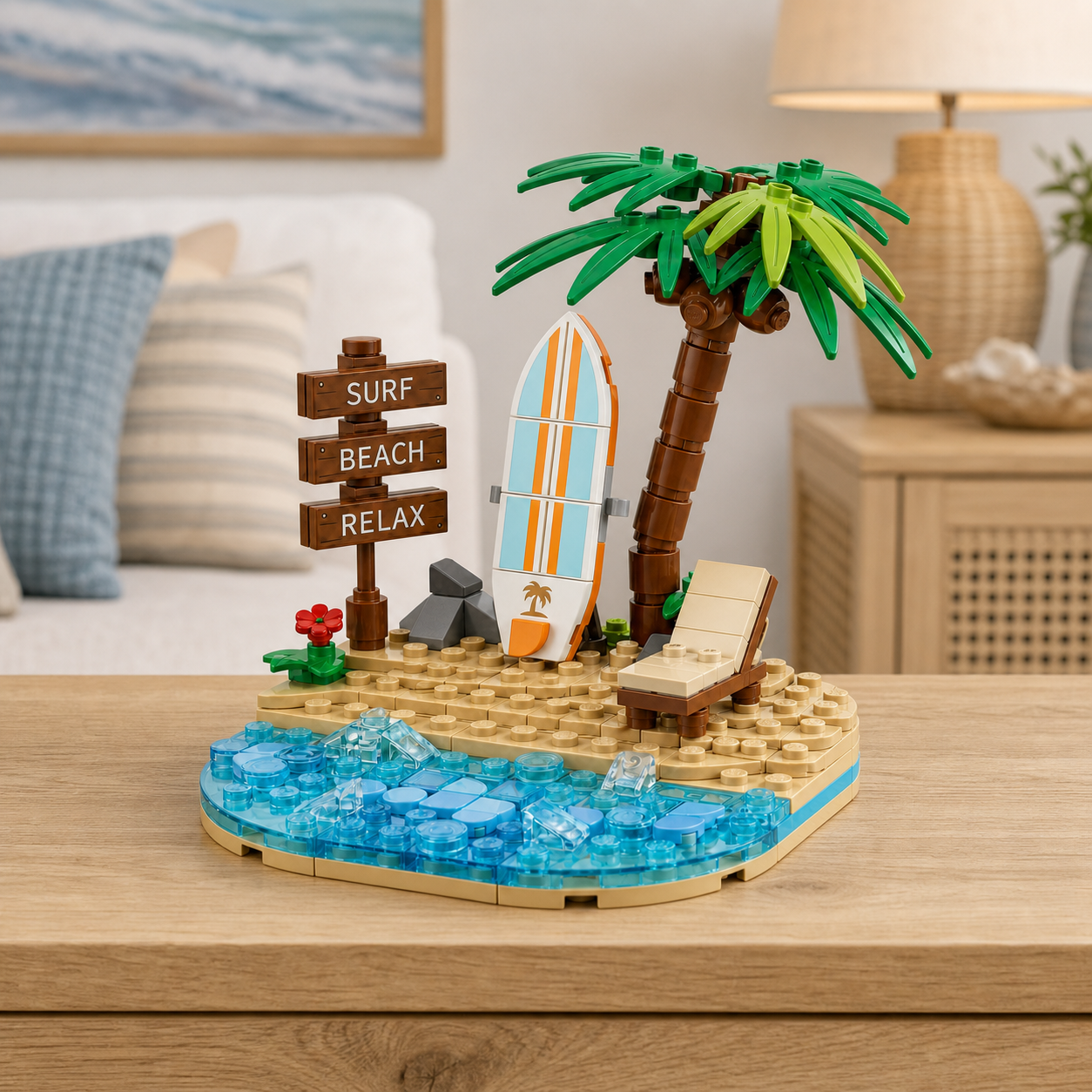 Tropical Surf Scene Building Block Set