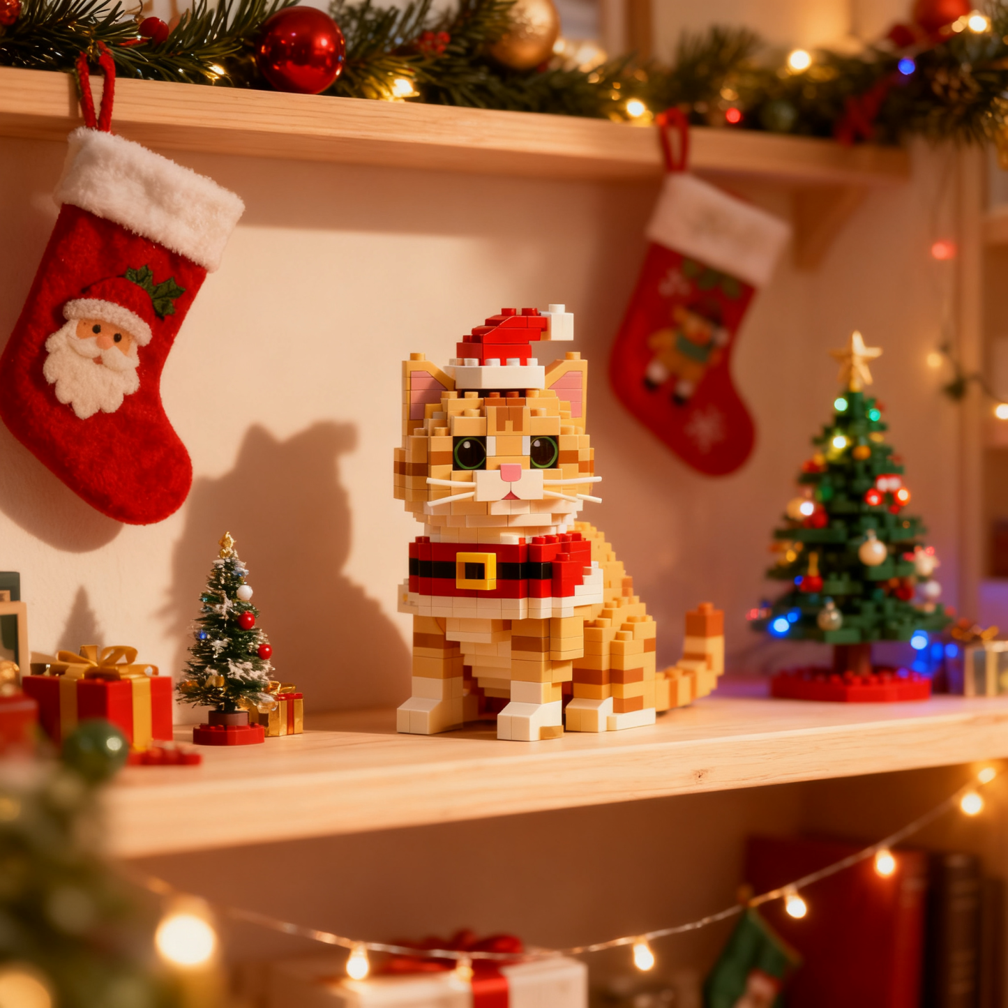 Santa Claus Orange Tabby Cat Brick Set🎅