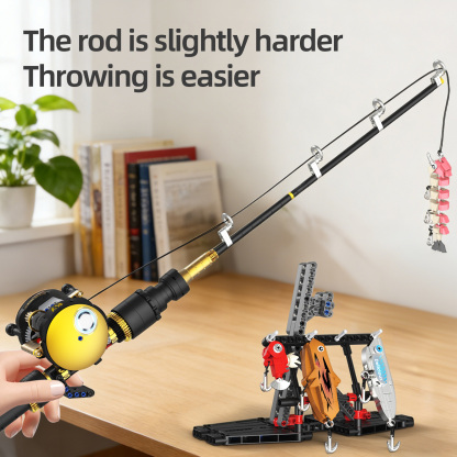 🎣Enclosed Fishing Reel Rod Building Block Set - Simulates Sea Fishing