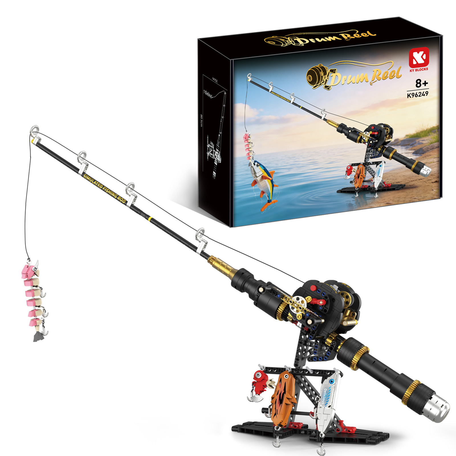 🎣Enclosed Fishing Reel Rod Building Block Set - Simulates Sea Fishing