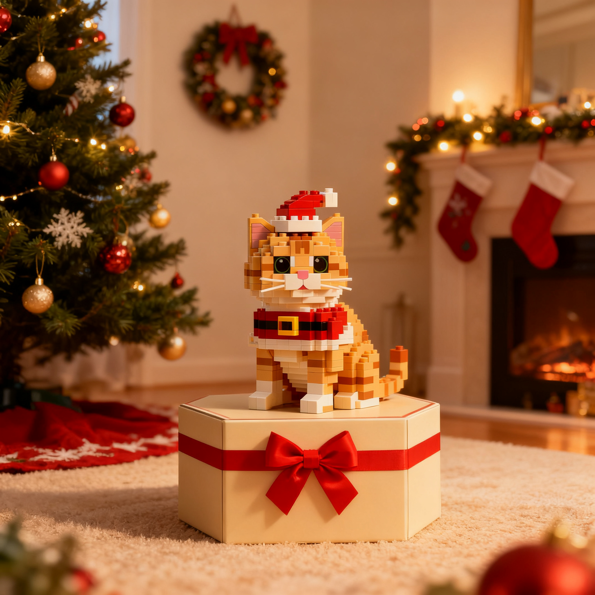 Santa Claus Orange Tabby Cat Brick Set🎅