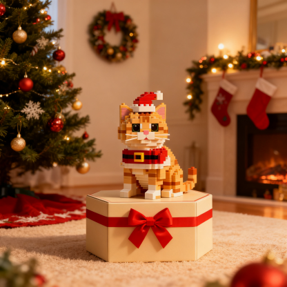 Santa Claus Orange Tabby Cat Brick Set🎅