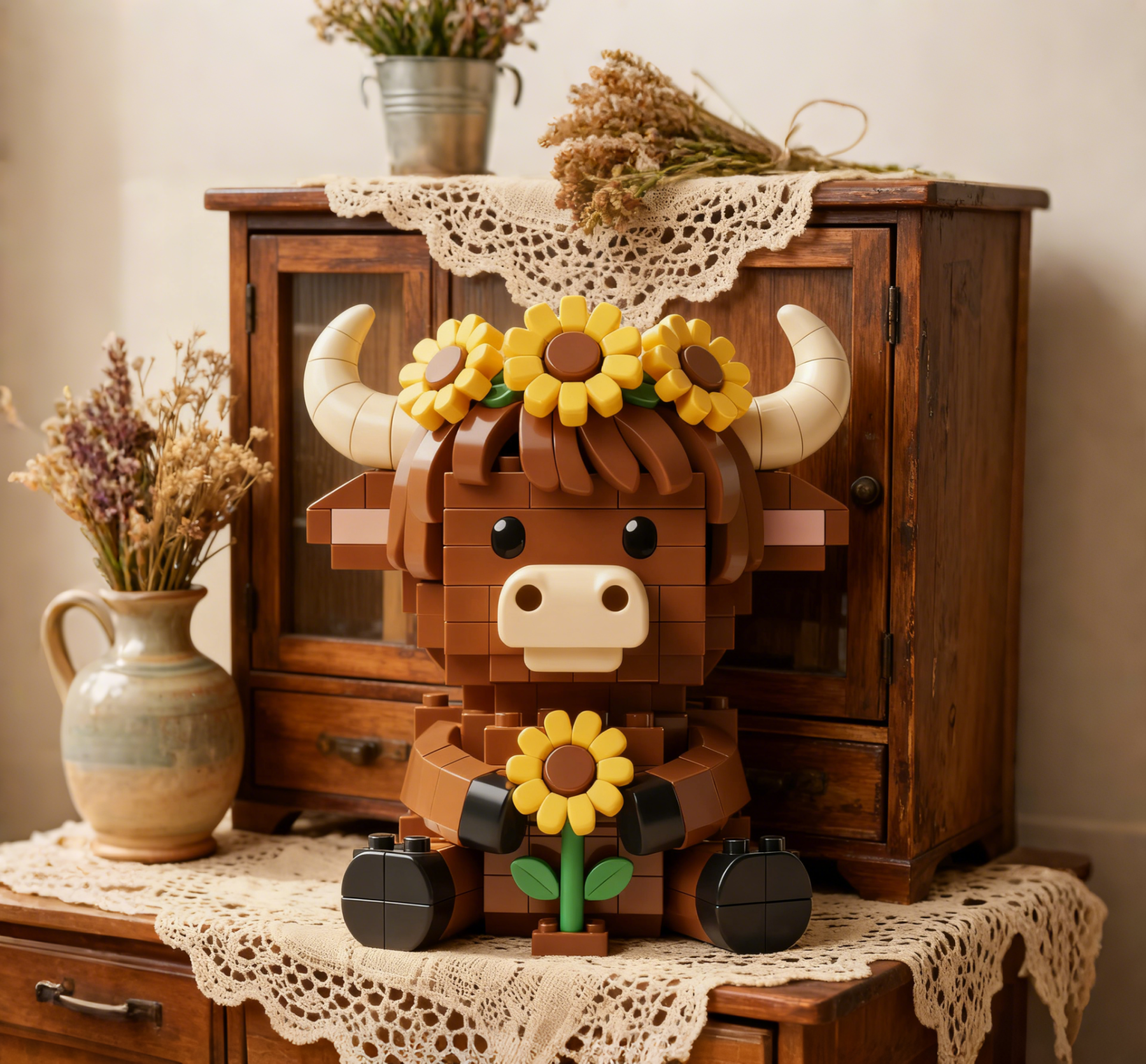 Scottish Highlands Cattle and Sunflower Brick Set🌻🐂