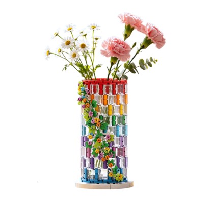🌈💐Rainbow Floral Cylinder Building Blocks