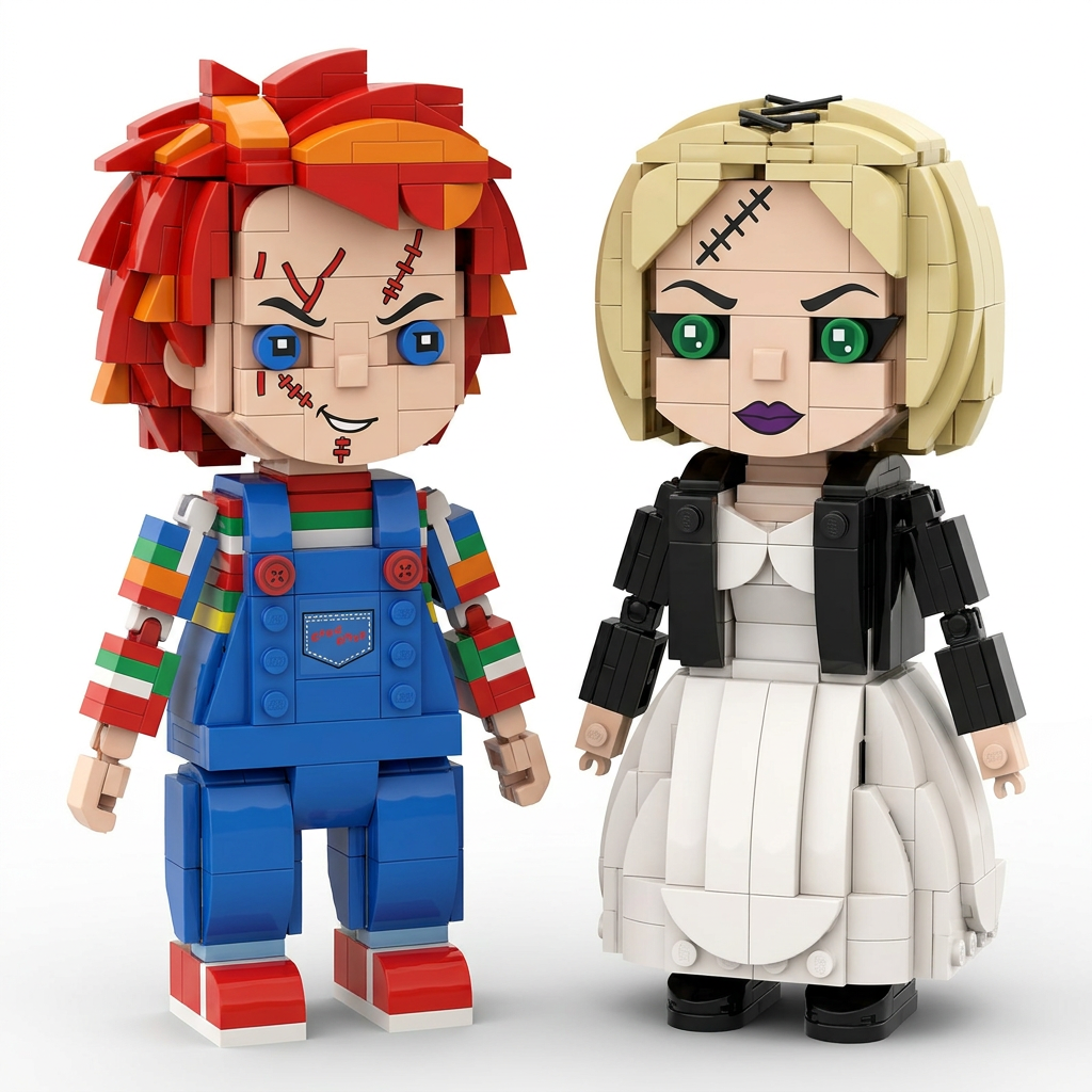 Horror-Inspired Killer Doll Couple Building Block Set