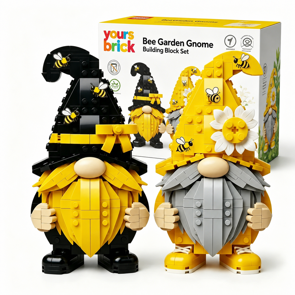 🐝 Bee Garden Gnome Building Block Set