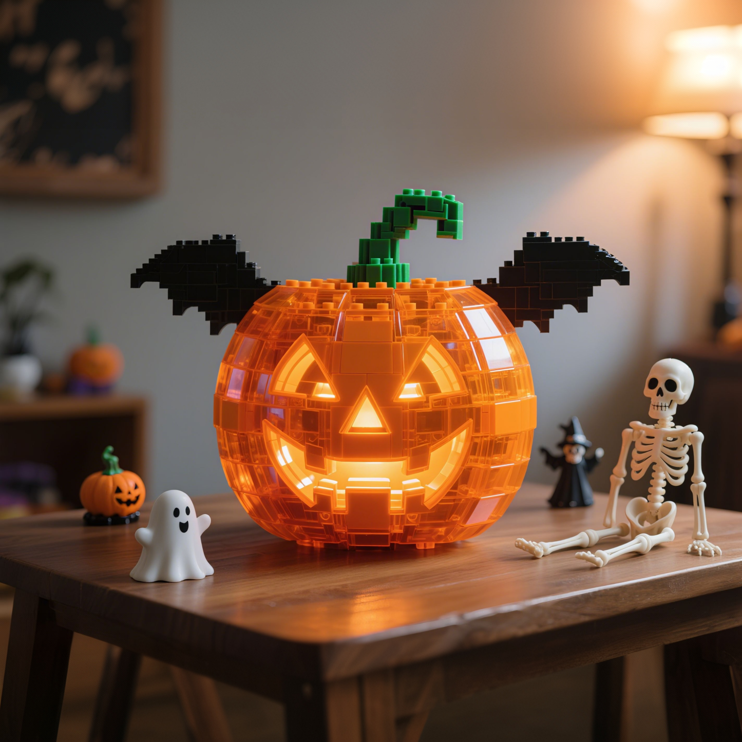 2025 Halloween Limited – Glowing Pumpkin Brick Lamp(4-PC)🎃