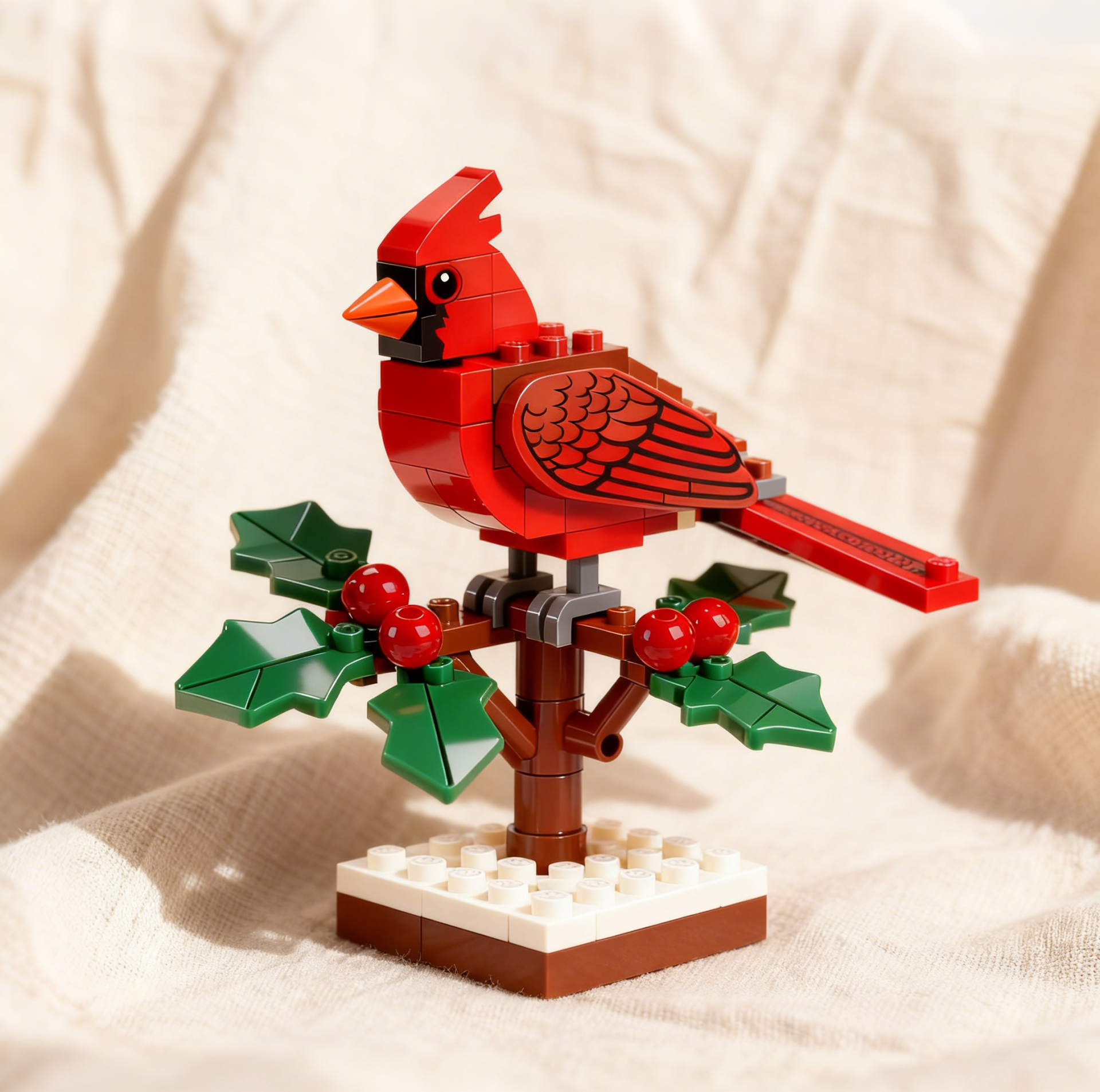 Cardinal & Holly Brick Set – A Winter Messenger of Love & Hope